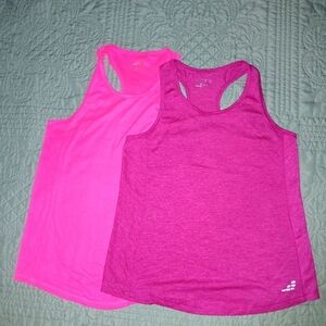 (2) BCG Magenta Racerback Tank Top L 12-14 Red & Neon Pink